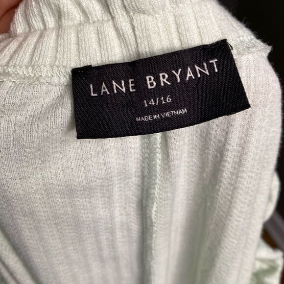 Lane Bryant Mint Green Off Shoulder Tunic Blouson-Sleeve Ribbed Knit Top - Picture 10 of 13